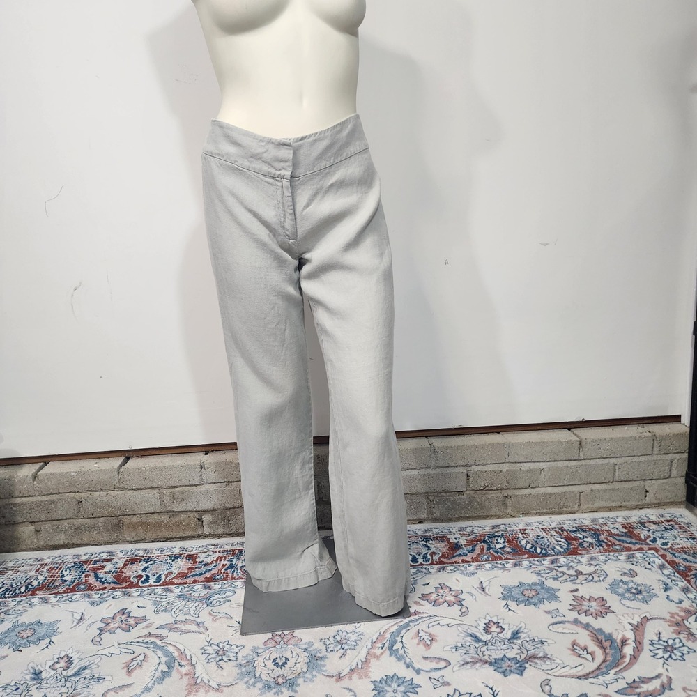Eileen Fisher Linen Pants Women 8 Gray Wide Leg Minimalist Casual coastal - Picture 8 of 11